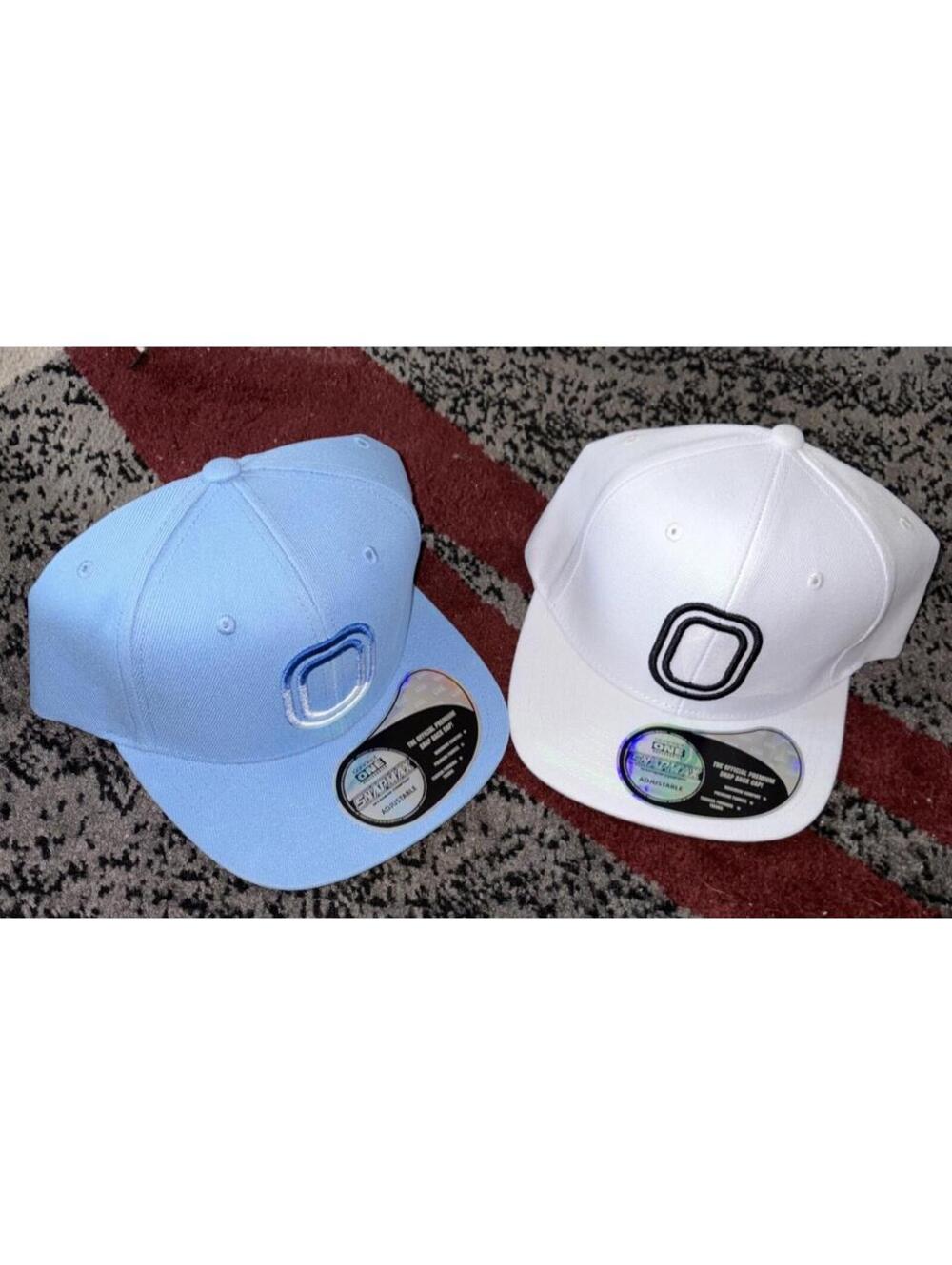 2 Overtime Adult Flat Brim Snapback Logo  Undervisor Baseball Hat - White/Blue
